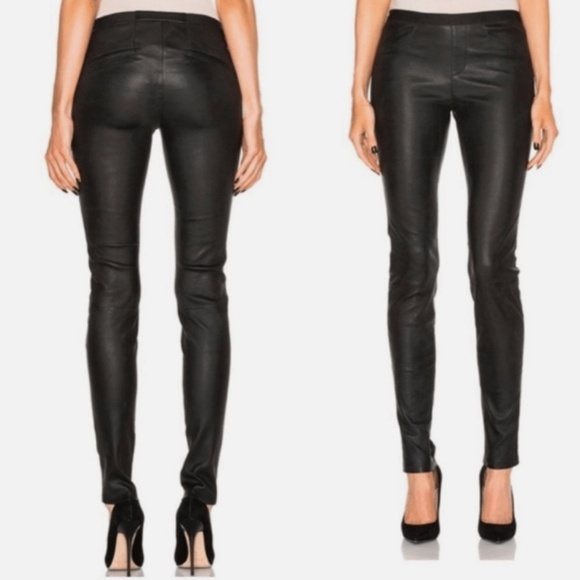 Helmut Lang Lamb Leather Skinny Legging Pant | Black |Size 0 - Picture 1 of 8